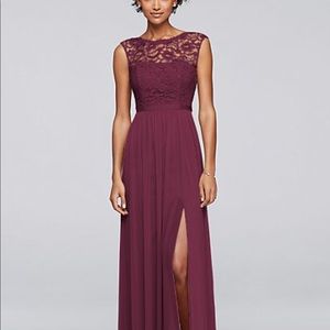 David’s Bridal Bridesmaid dress F19328 size 6 Wine